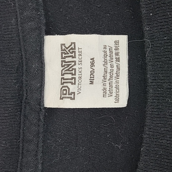 PINK VICTORIA'S SECRET Black Long Sleeve Cropped Tee Shirt - Size Medium - Picture 7 of 13